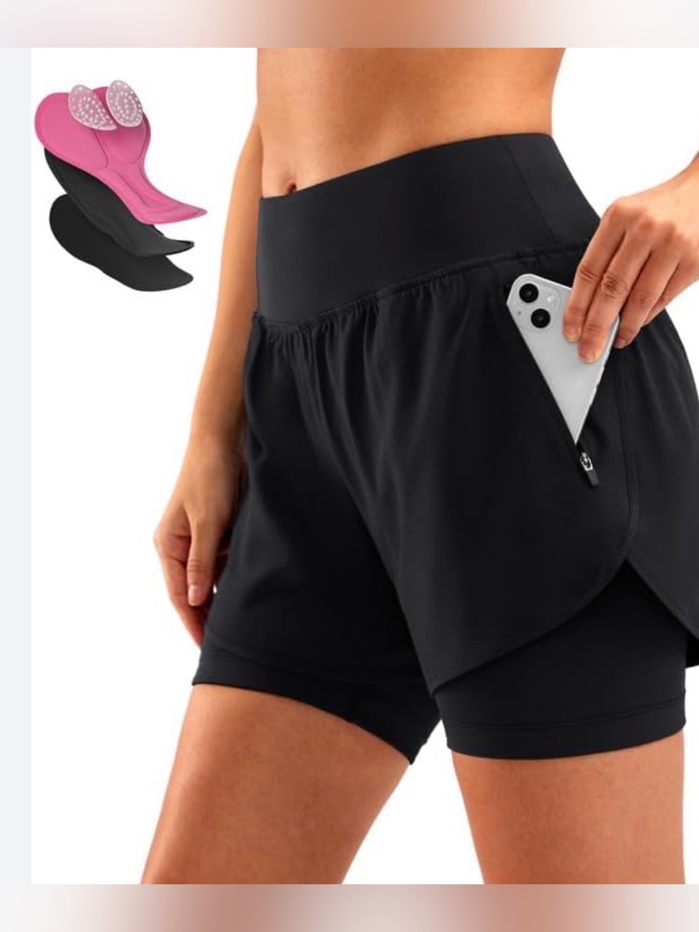 NWT! Women's Mountain Bike Shorts 2 in 1 Padded MTB 5" Cycling Shorts Small
